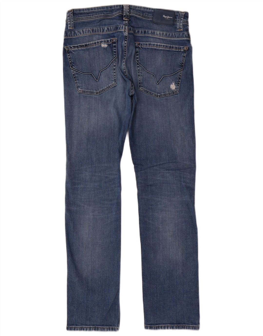 PEPE Jeans masculino desgastado regular reto jeans W32 L32 algodão azul