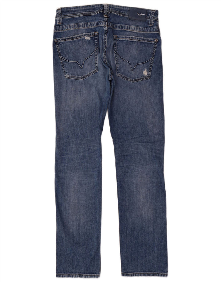 PEPE Jeans masculino desgastado regular reto jeans W32 L32 algodão azul