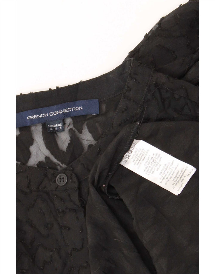 Top túnica feminina French Connection transparente Reino Unido 12 médio preto