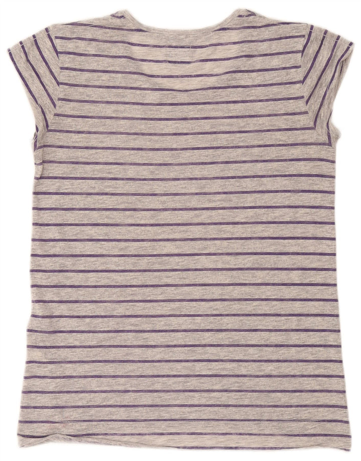 Camiseta feminina Superdry UK 14 poliéster listrado cinza médio