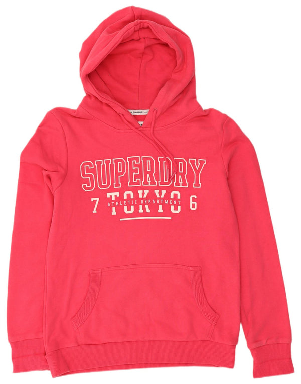 Suéter com capuz gráfico feminino Superdry UK 12 algodão rosa médio