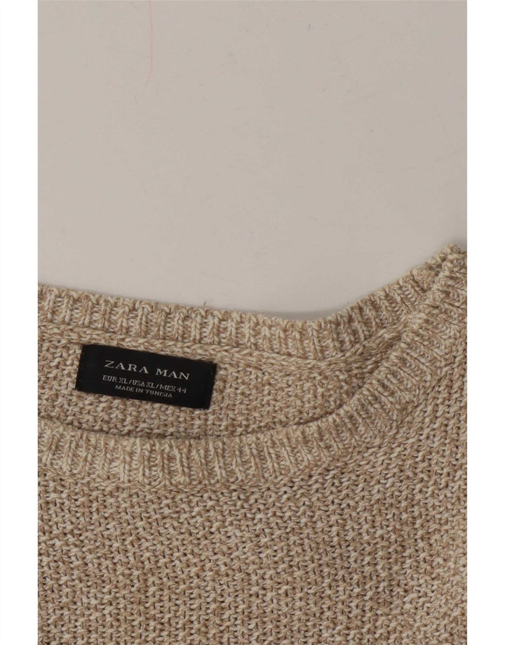 Zara Suéter masculino com gola canoa XL cinza manchado