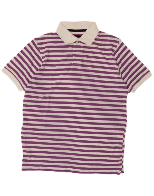 Camisa polo masculina James Pringle grande algodão listrado roxo