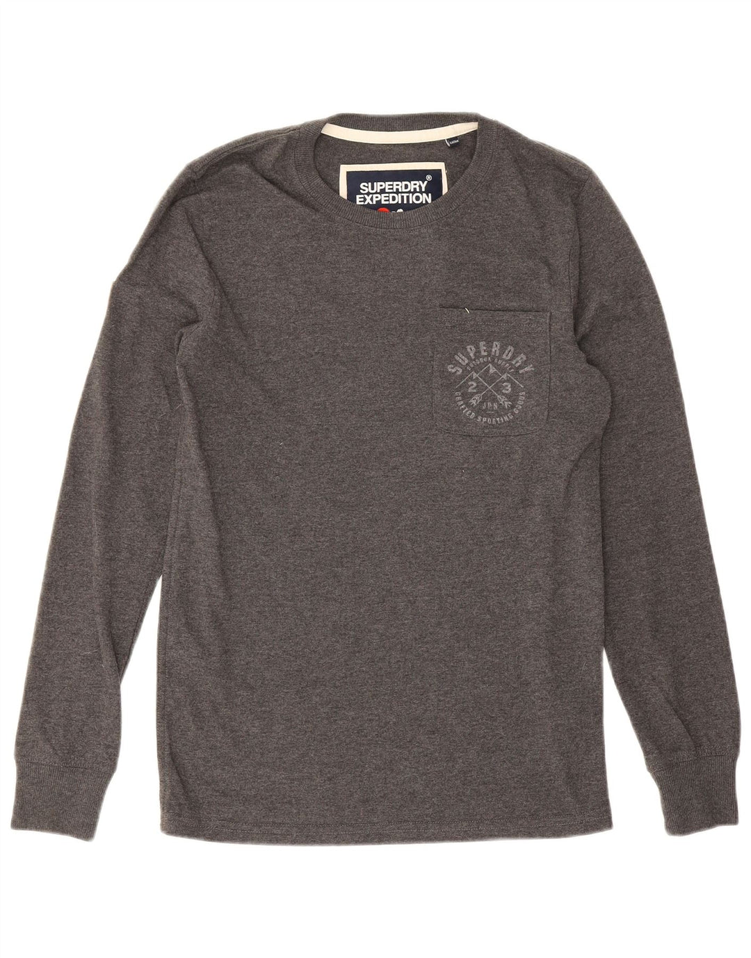 Top masculino Superdry manga comprida pequeno algodão cinza