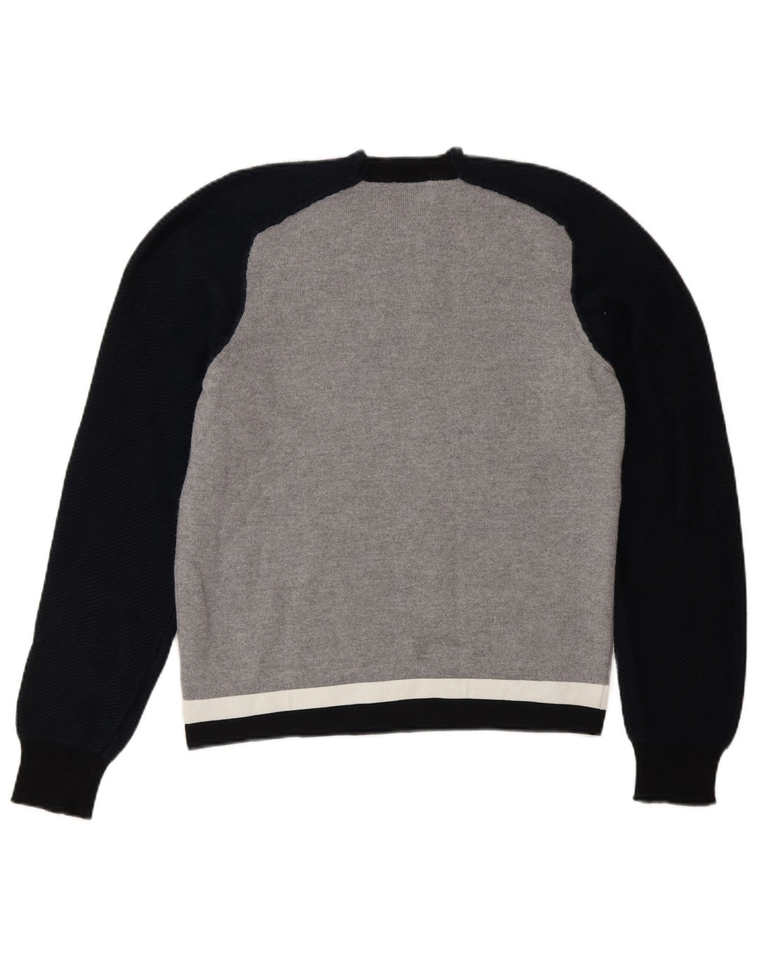 Suéter feminino Iceberg com gola redonda UK 12 lã colorblock cinza médio