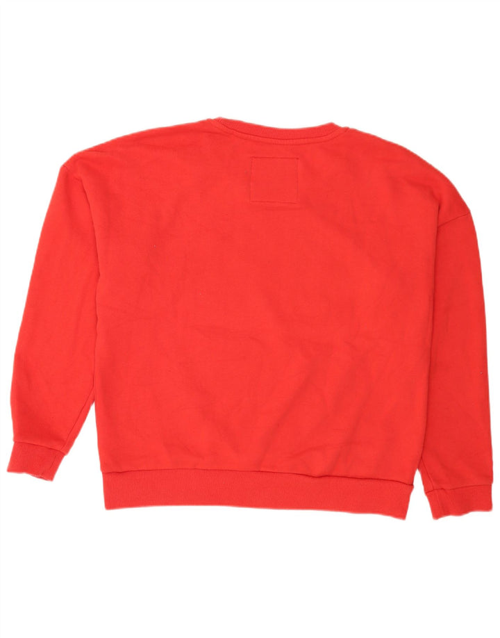 Superdry feminino gráfico oversized moletom jumper UK 16 grande algodão vermelho