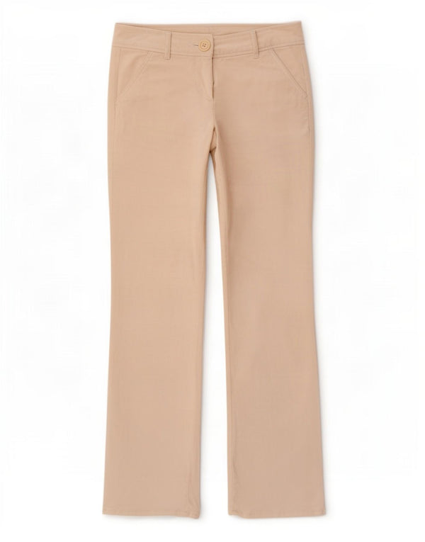 Calça feminina reta de veludo Benetton IT 40 médio W30 L31 bege