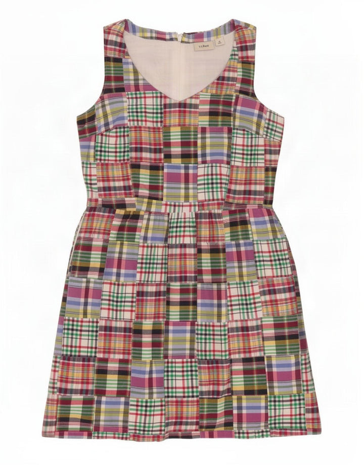 L.L.Bean Vestido feminino sem mangas com bainha US 6 médio patchwork multicolorido