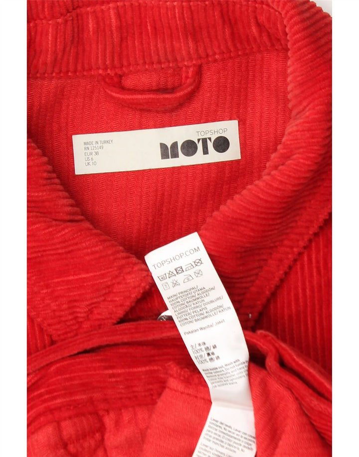 Jaqueta feminina de veludo cotelê Topshop UK 10 algodão vermelho pequeno