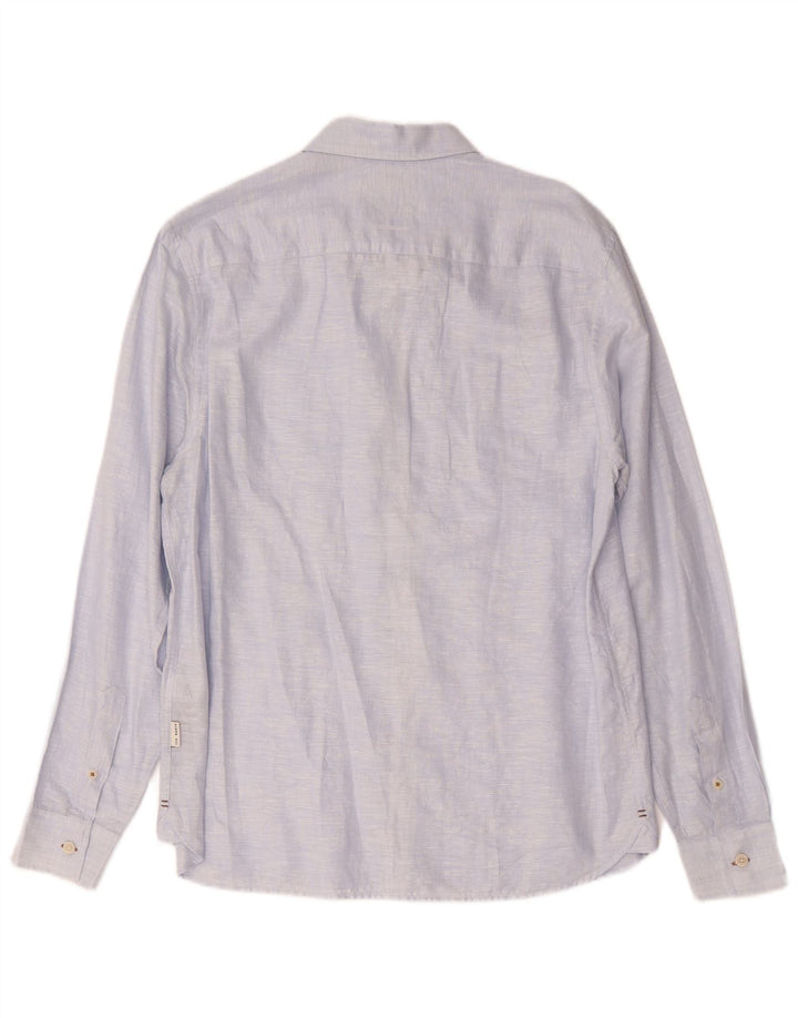 Camisa masculina Ted Baker de ajuste regular tamanho 3 linho azul médio