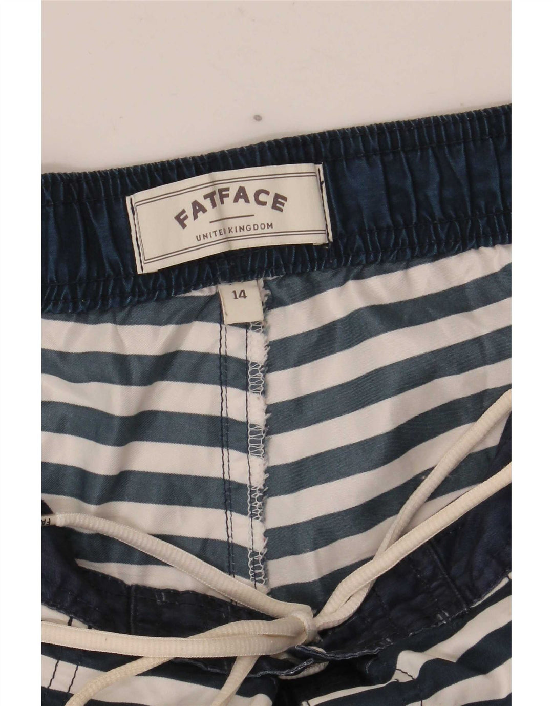 Shorts de natação das mulheres gordas UK 14 grande poliéster listrado azul marinho