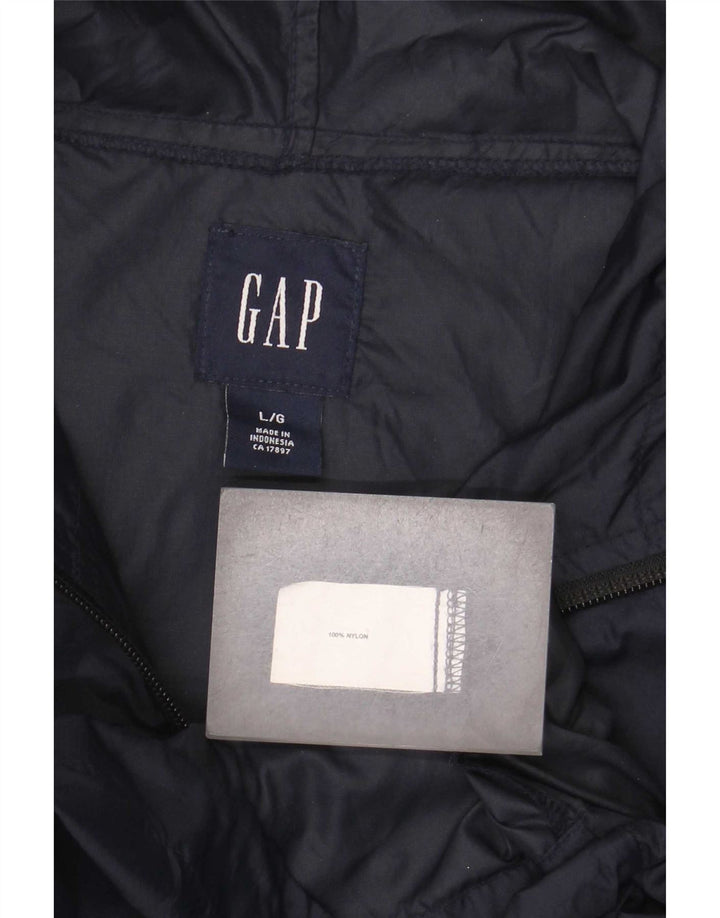 Jaqueta de chuva masculina com capuz Gap UK 40 grande nylon azul marinho