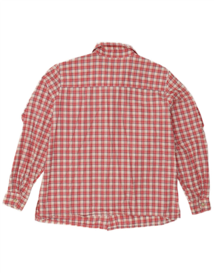 Camisa feminina vintage Reino Unido 16 grande algodão xadrez vermelho