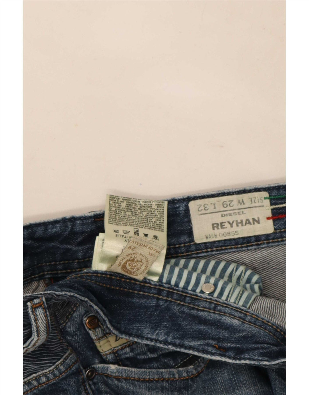 Diesel Masculino Reyhan Bootcut Jeans W29 L32 Azul Marinho Algodão