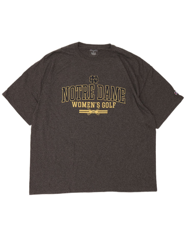 Camiseta masculina Champion Notre Dame com estampa gráfica 3XL algodão manchado cinza