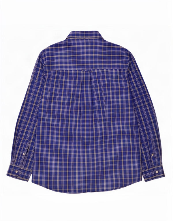 Camisa masculina Chaps Easy Care grande algodão xadrez azul