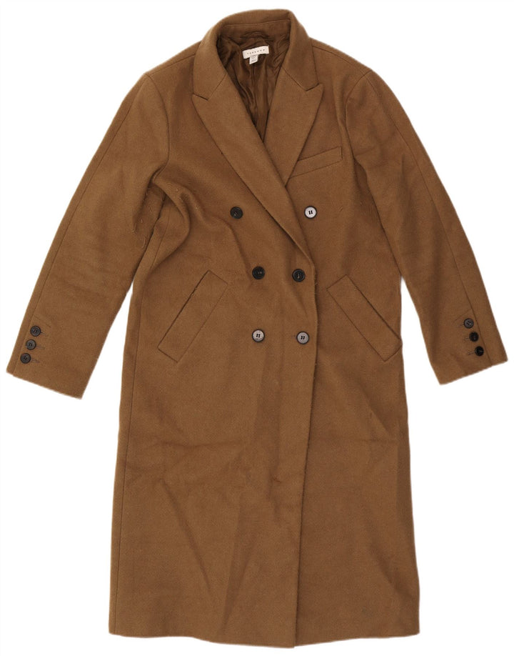 Casaco feminino Topshop Petite Oversized Double Breasted Reino Unido 4 XS Marrom