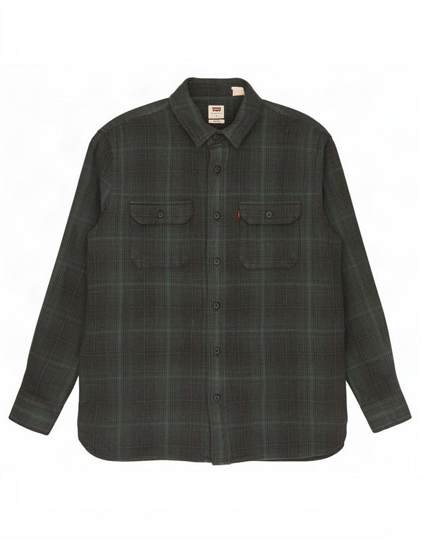 Camisa masculina de flanela relaxada Levi's grande algodão xadrez verde