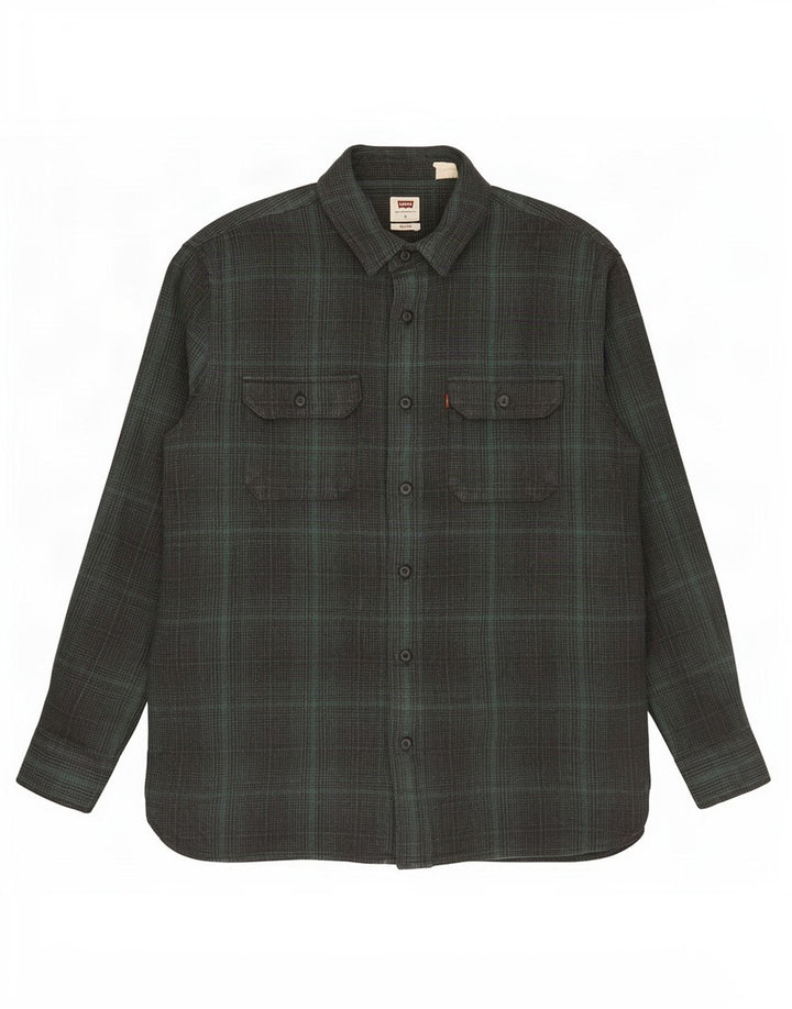 Camisa masculina de flanela relaxada Levi's grande algodão xadrez verde