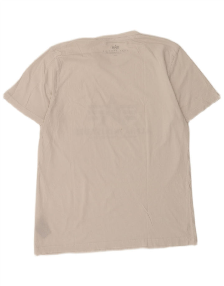 Camiseta gráfica masculina Alpha Industries Top médio algodão branco