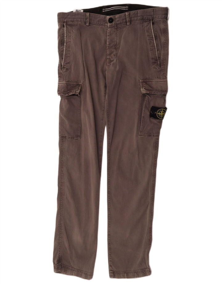 Calça cargo reta masculina Stone Island W32 L34 algodão cinza