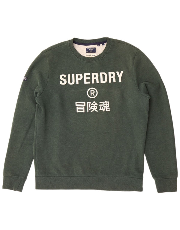 Superdry moletom gráfico masculino jumper grande algodão verde