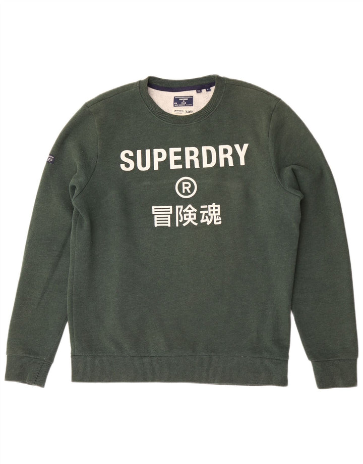 Superdry moletom gráfico masculino jumper grande algodão verde