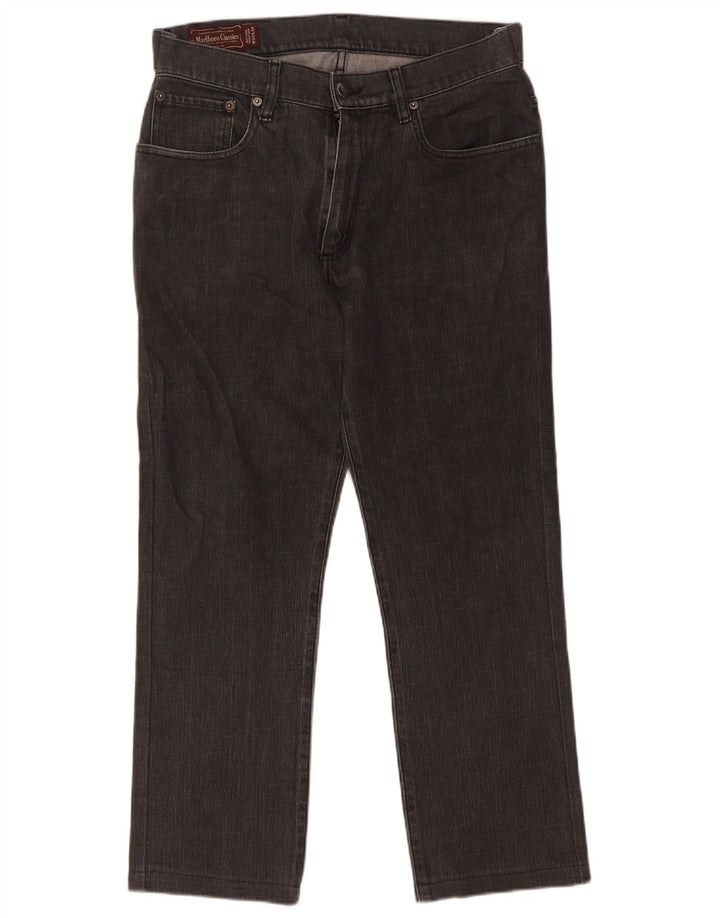 Jeans retos masculinos Marlboro Classics W33 L27 algodão preto