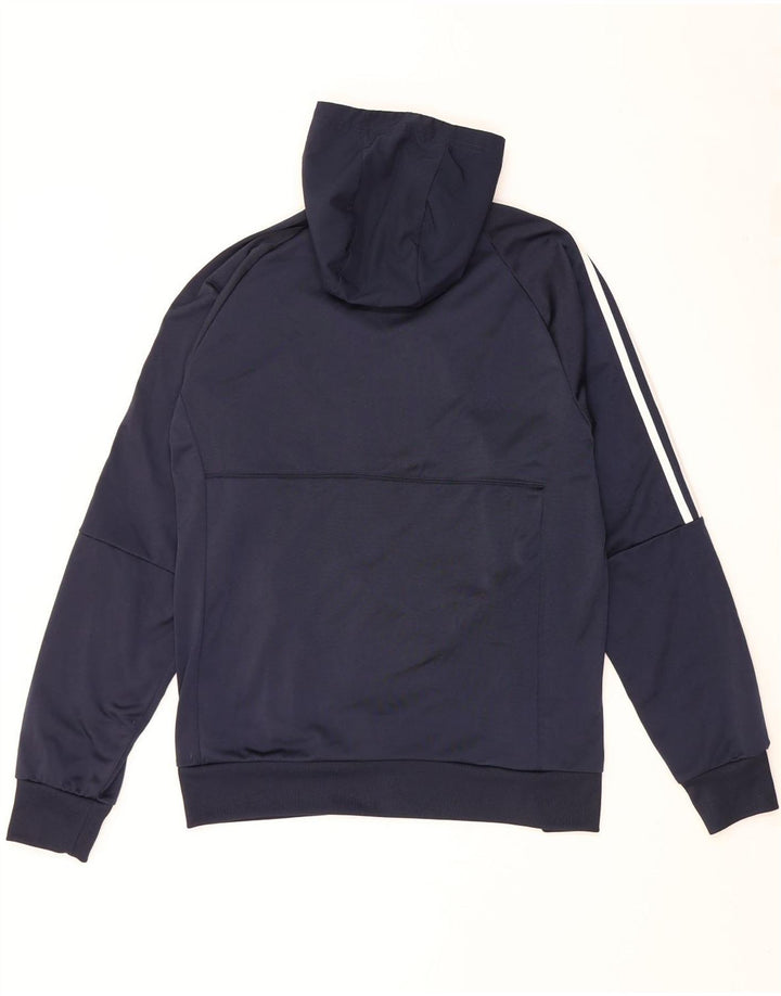 Adidas Mens Zip Neck Hoodie Jumper Médio Azul Marinho Poliéster