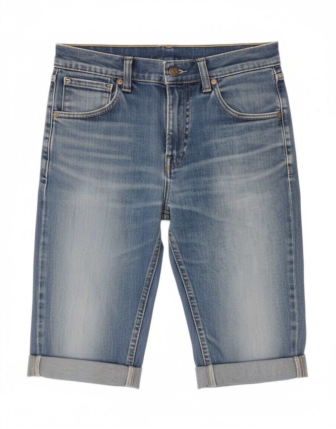 Shorts jeans feminino LEVI'S W27 pequeno algodão azul