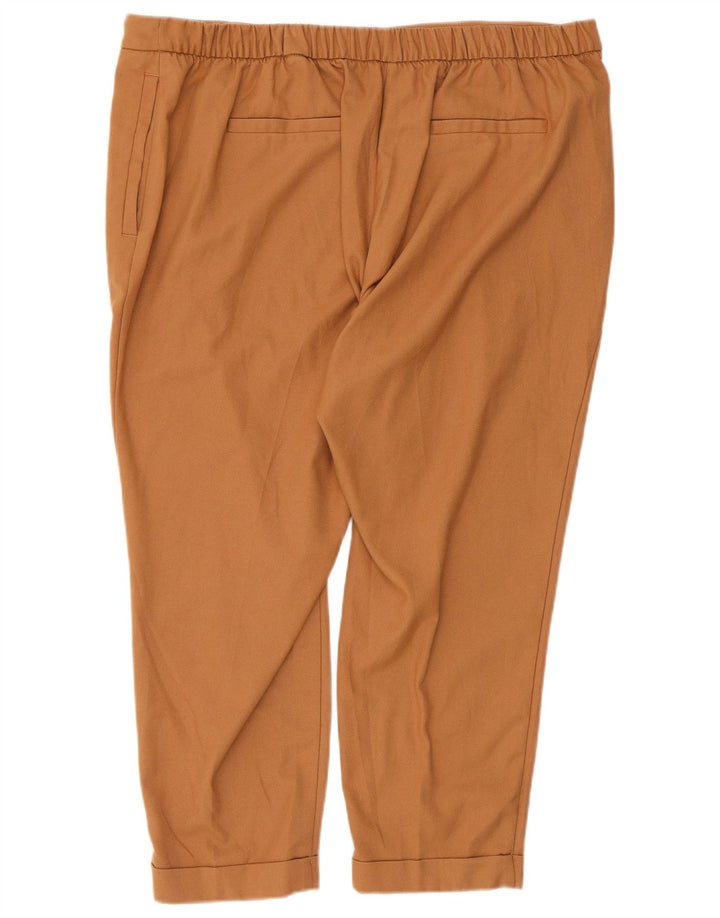 Calças cortadas femininas Marks & Spencer UK 20 2XL W38 L25 poliéster bege