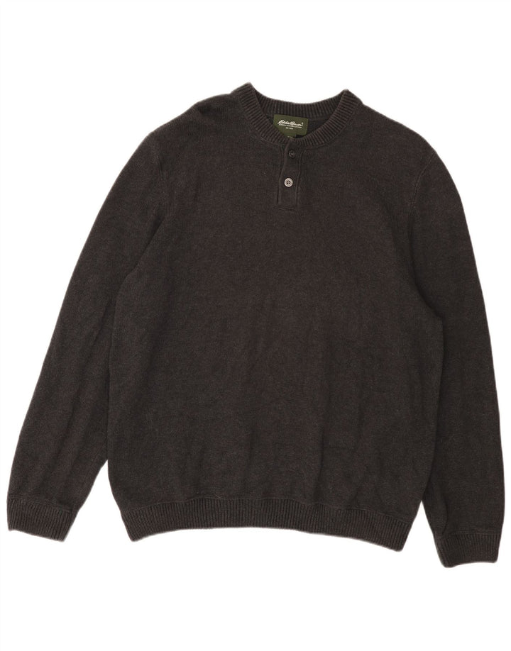 EDDIE BAUER Suéter masculino com gola redonda XL algodão cinza