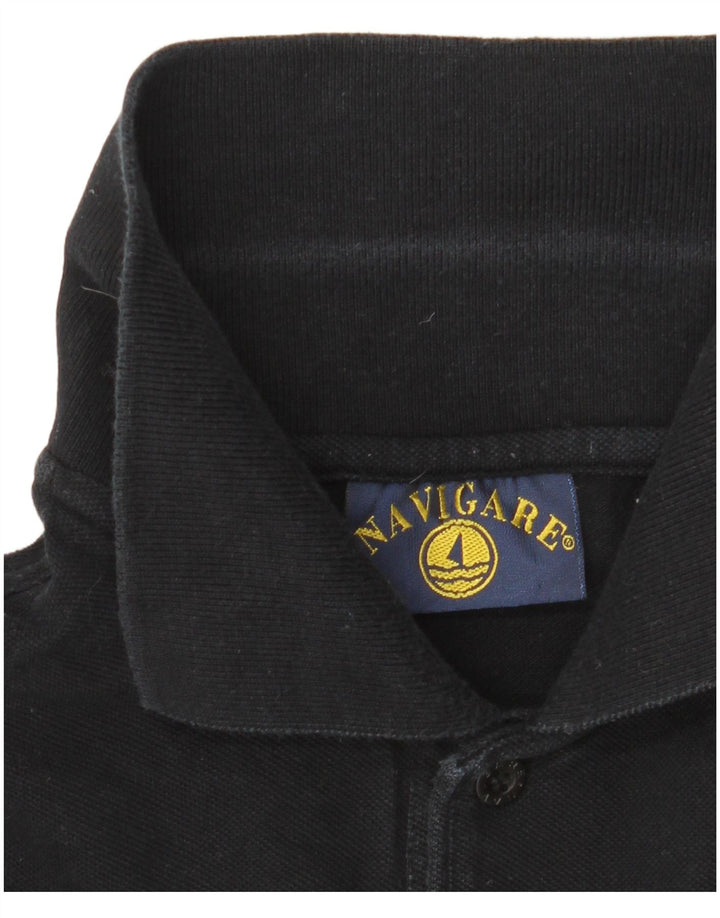 Camisa polo masculina NAVIGARE de algodão preto médio
