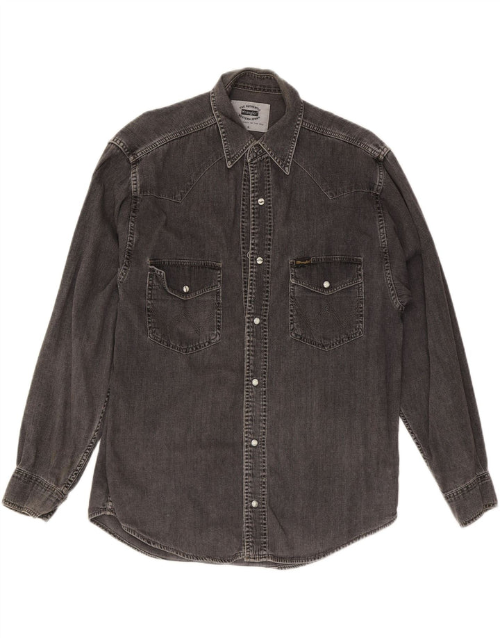 Camisa jeans masculina WRANGLER pequena cinza
