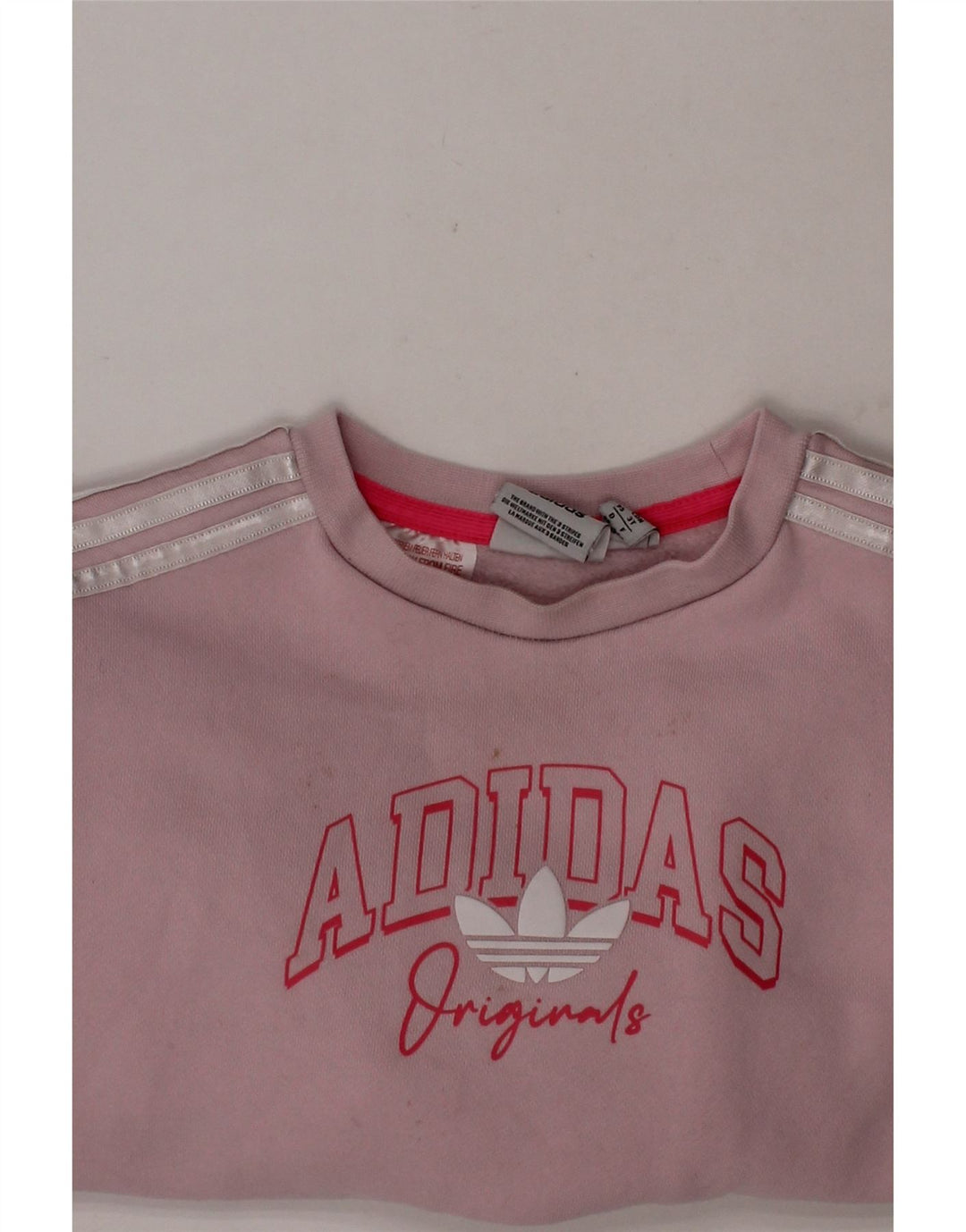 ADIDAS Girls Graphic Sweatshirt Jumper 2-3 Years Pink Cotton Vintage Adidas and Second-Hand Adidas from Messina Hembry 
