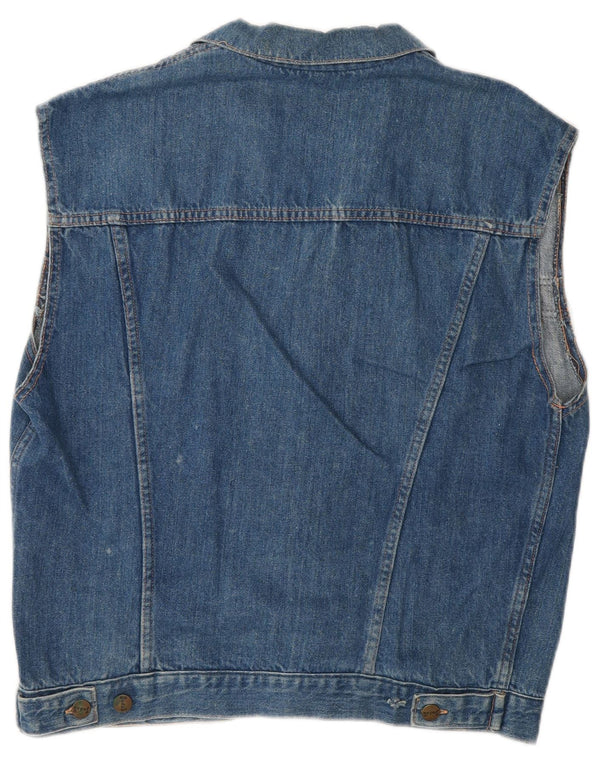 Vintage Womens Denim Gilet UK 14 Large Blue