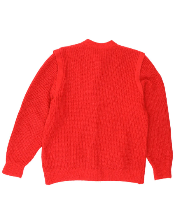 Suéter Cardigan Feminino Vintage Reino Unido 16 Grande Vermelho