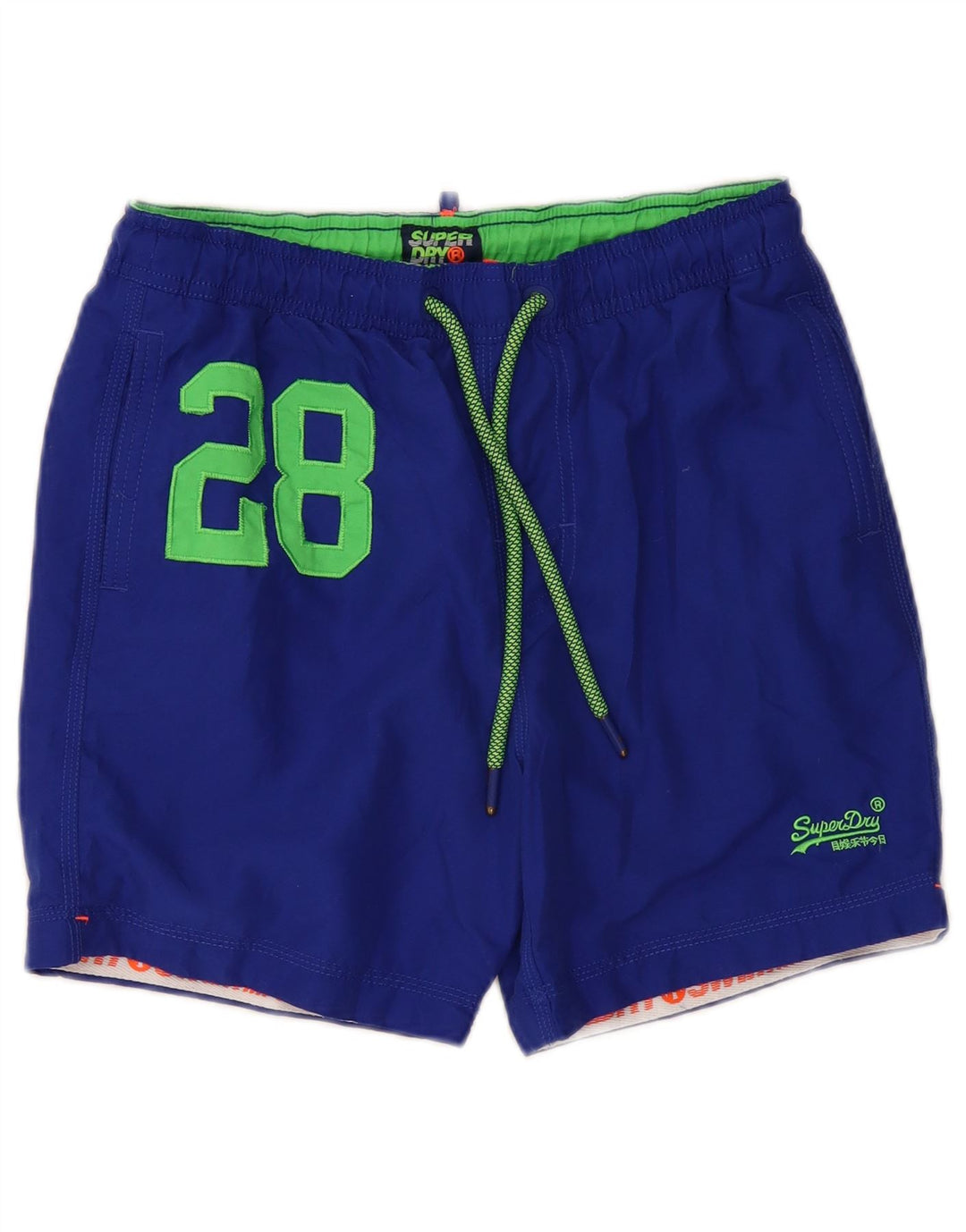 Shorts de natação masculino SUPERDRY gráfico azul médio poliéster