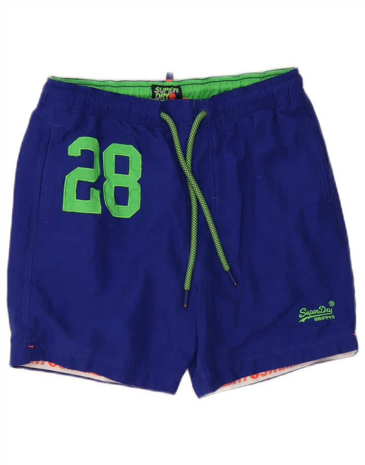 Shorts de natação masculino SUPERDRY gráfico azul médio poliéster