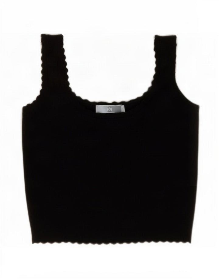 Zara Womens Crop Cami Top Reino Unido 12 Médio Preto