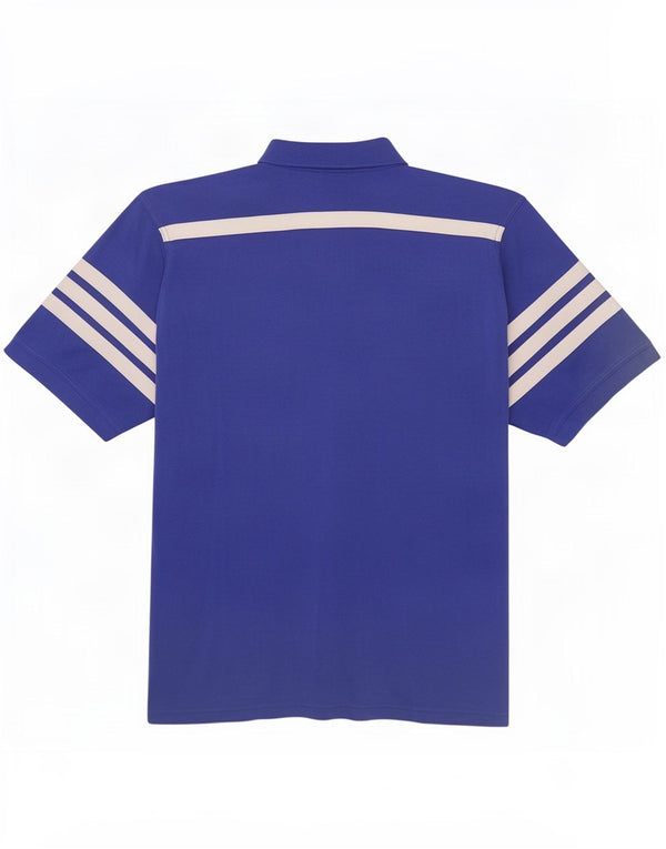 Adidas Mens Polo Shirt UK 38/40 Médio Azul Colourblock Algodão