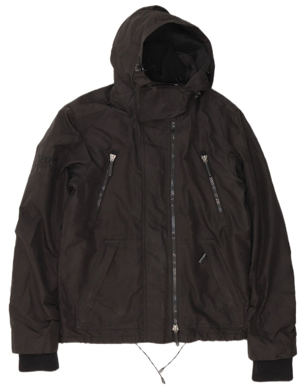 Jaqueta corta-vento masculina Superdry com capuz Reino Unido 36 poliéster preto pequeno