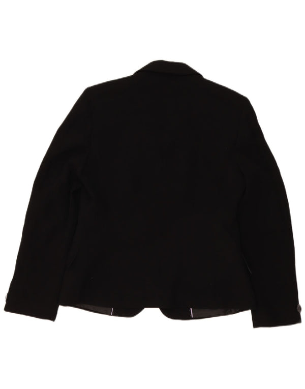 Jaqueta blazer feminina Marks & Spencer curta com 1 botão Reino Unido 14 médio preto