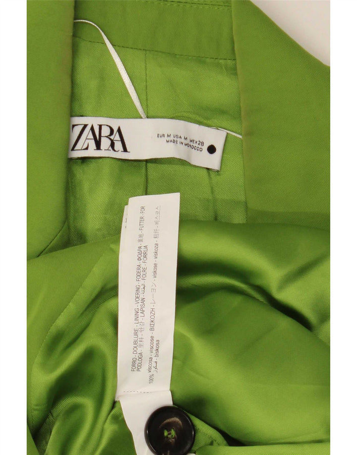 Jaqueta blazer feminina sem mangas com peito duplo Zara Reino Unido 14 verde médio