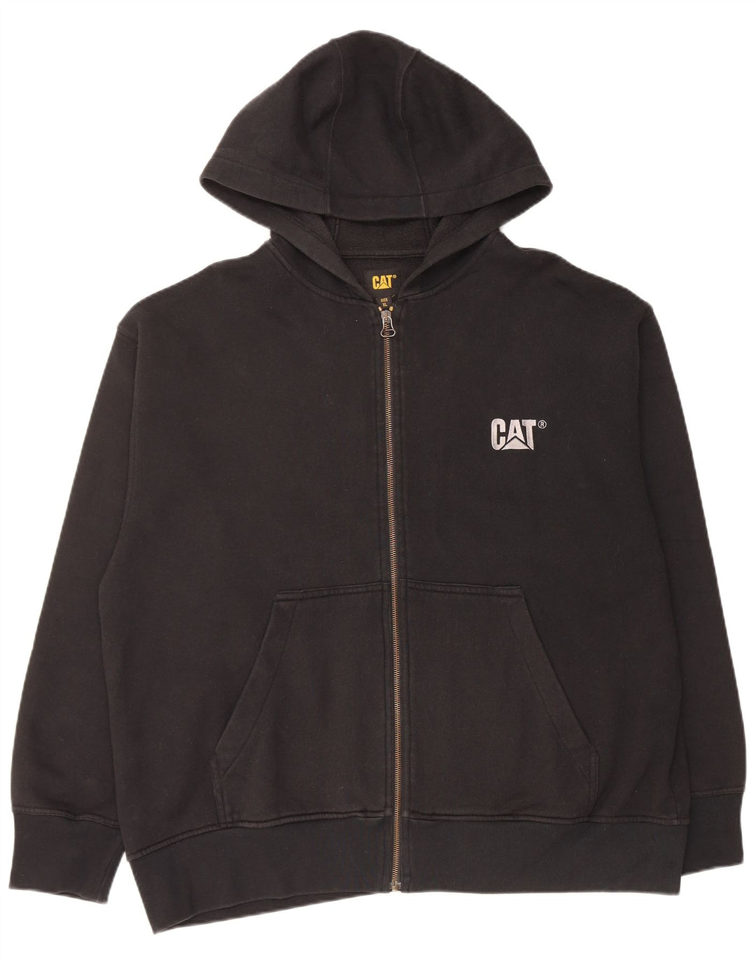 Suéter feminino CAT com capuz e zíper grande UK 18 XL algodão preto