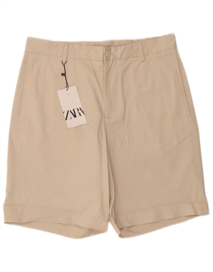 Zara Mens Chino Shorts W32 Algodão Bege Médio