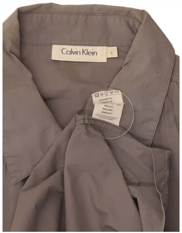 Camisa masculina Calvin Klein grande algodão cinza