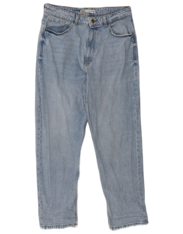 Zara Jeans Cônicos Femininos EU 42 Grande W32 L27 Azul Algodão
