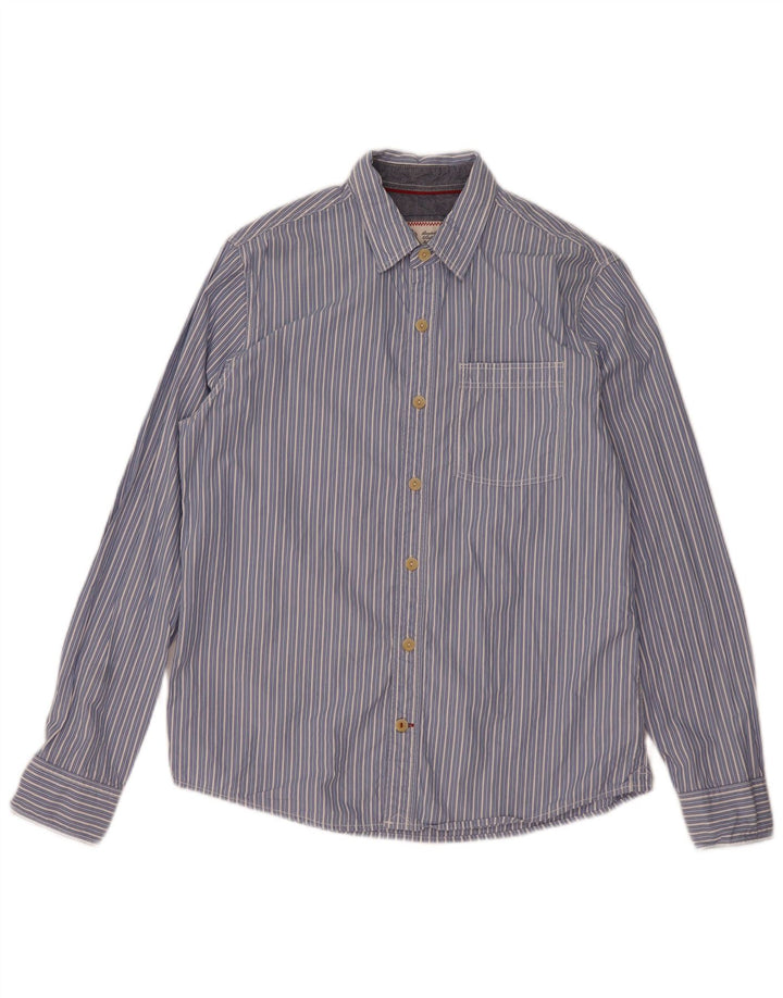 Camisa masculina Fat Face de algodão listrado azul médio