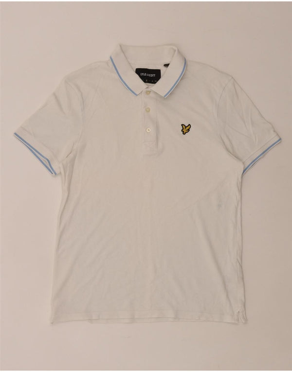 Camisa polo masculina Lyle & Scott de algodão branco médio